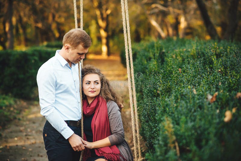 Download Beautiful Young Loving Couple Walking Outdoors At The Park. Stock Image - Image of forest, outdoor: 92047641