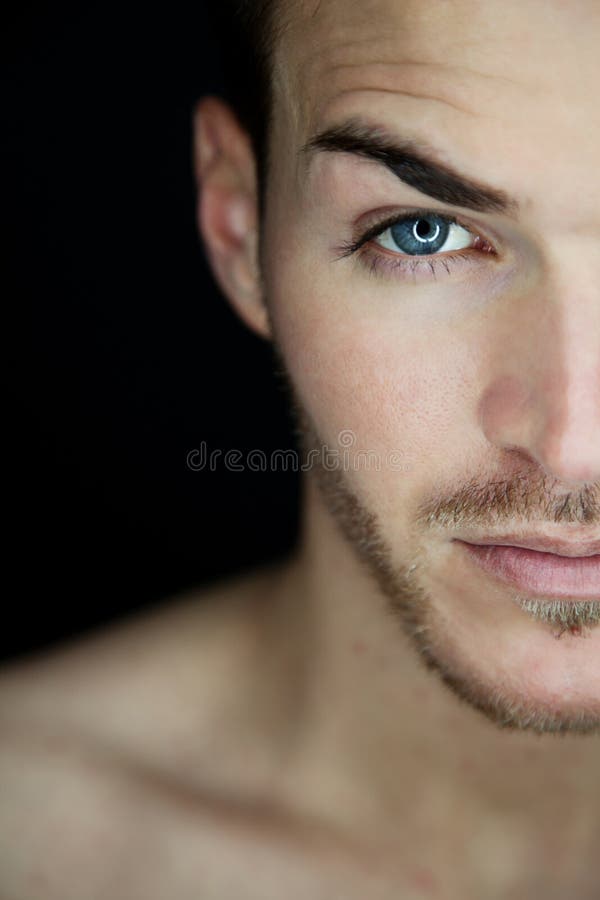 Beautiful Young Man Half Face Stock Photo - Image of adult 