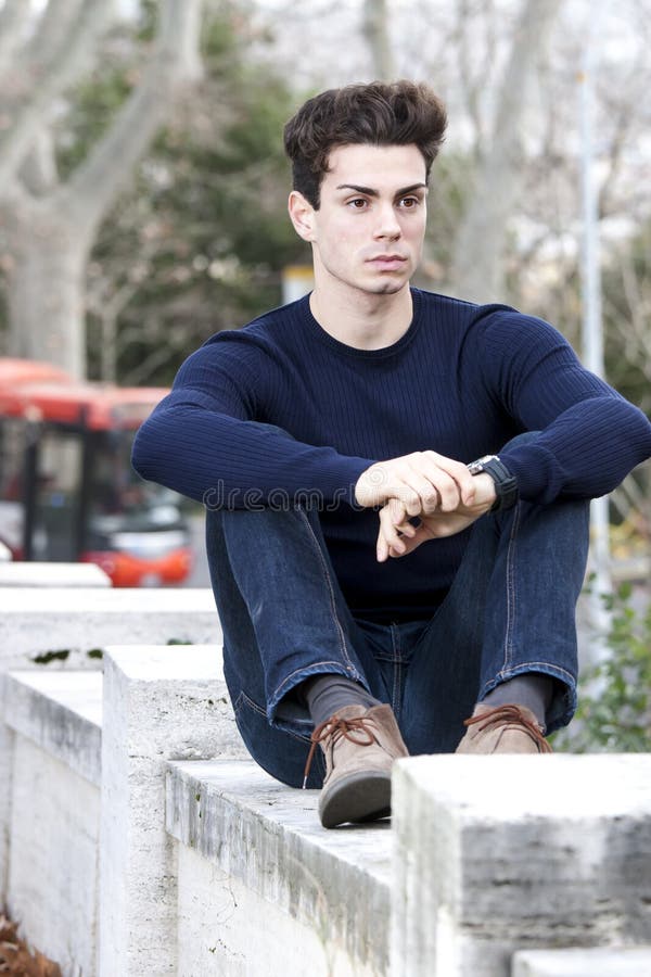 Beautiful young man model autumn / winter royalty free stock photos Beautiful young man model autumn / winter royalty free stock photos