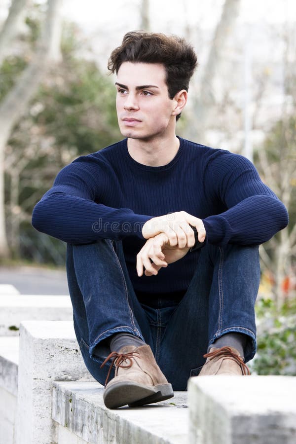 Beautiful young man model, trendy outfit hairstyle stock photos Beautiful young man model, trendy outfit hairstyle stock photos