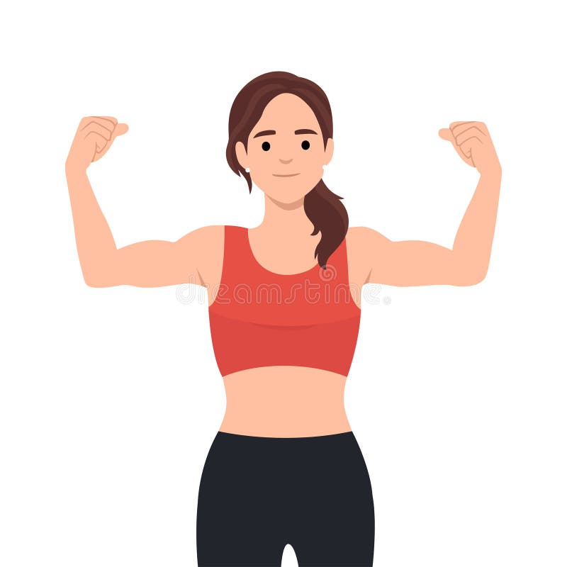 Strong woman shows her arm muscles with power Stock Photo - Alamy