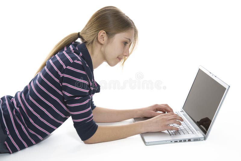 Beautiful Young Student Using a Laptop