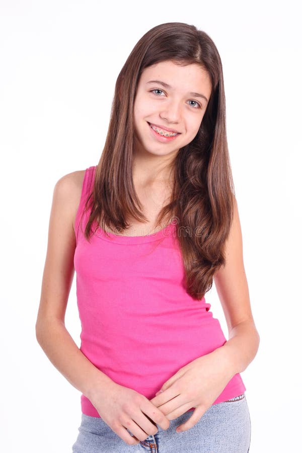 Beautiful Young Teen Girl With Brackets Royalty Free