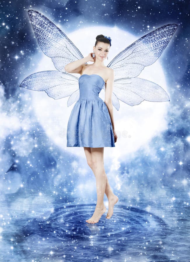 Beautiful young woman as blue fairy royalty free stock image Beautiful young woman as blue fairy royalty free stock image