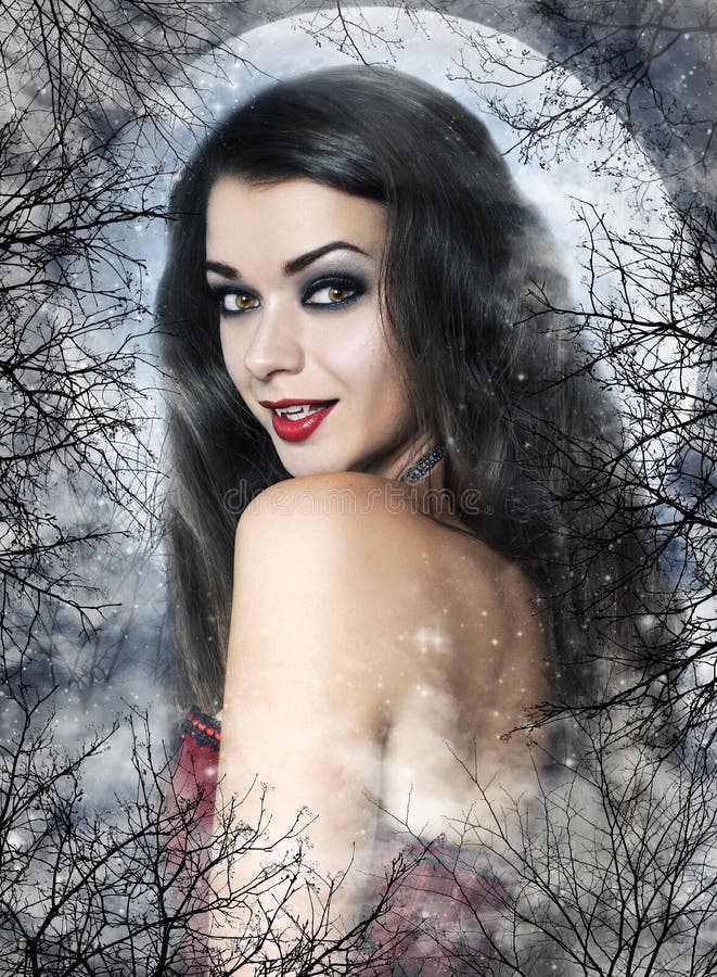 Beautiful young woman as vampire
