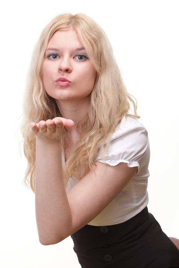 Smiling Young Woman Or Teen Girl Sending Blow Kiss Stock Image Image