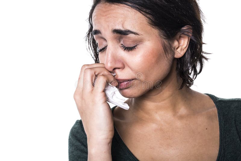 Beautiful Young Woman Breaks Out in Tears. Stock Photo Image of