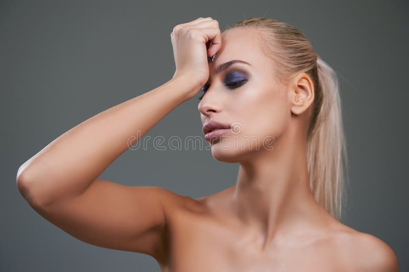 Beautiful young woman with bright make-up. royalty free stock photo Beautiful young woman with bright make-up. royalty free stock photo