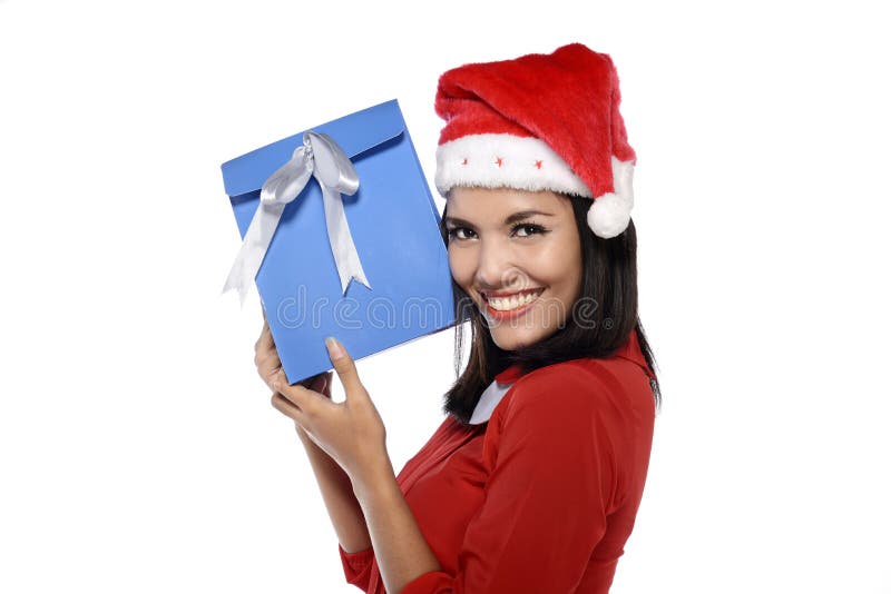 Beautiful Young Woman With Christmas Present