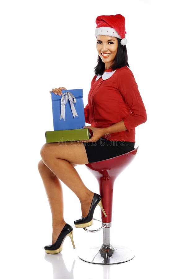 Beautiful Young Woman With Christmas Present