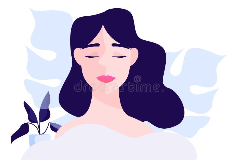 Beautiful young woman with a clean healthy face skin. Happy attractive vector illustration