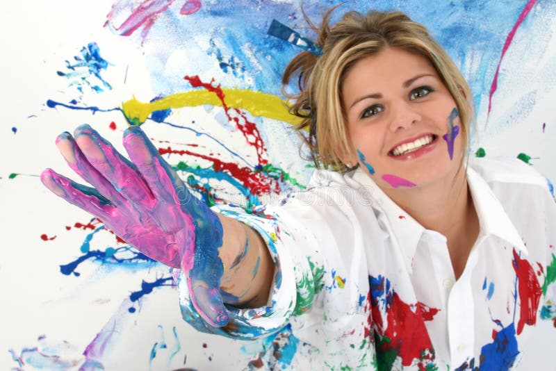 Beautiful Young Woman Covered in Paint