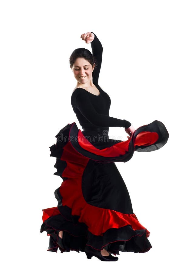 Beautiful young woman dancing flamenco