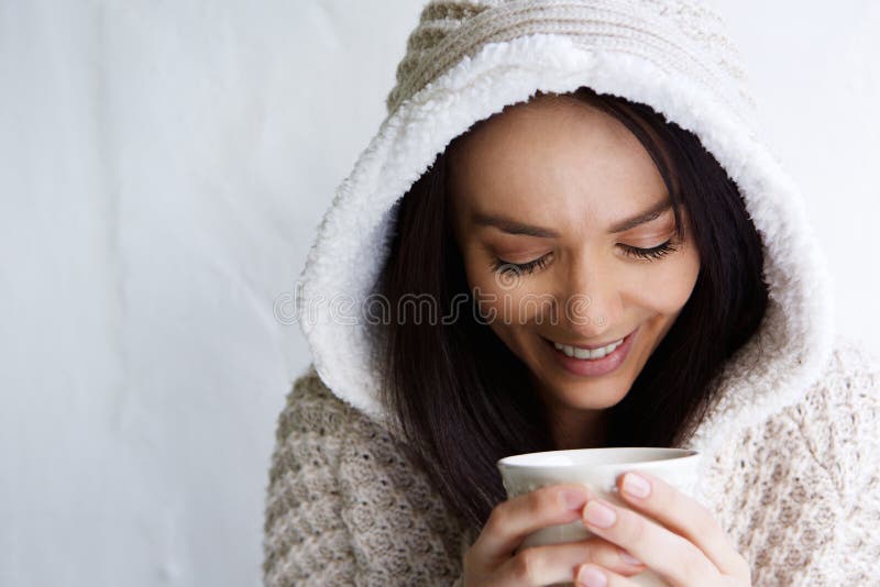 Beautiful Young Woman Drinking Coffee Stock Photo - Image of candid ...