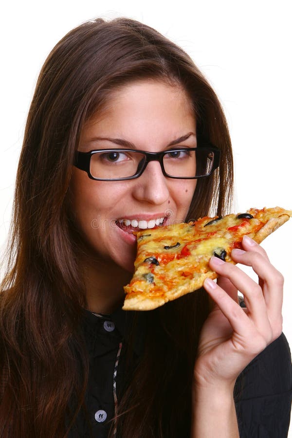 Beautiful Young Woman Eating Pizza Stock Photo Image of lifestyles