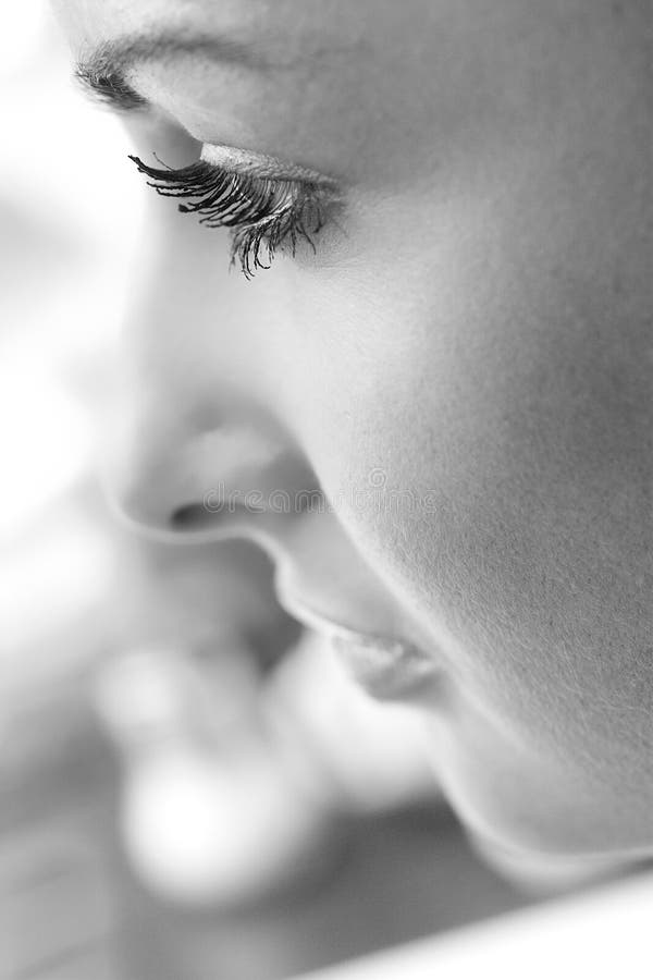 Beautiful young woman face profile close-up stock photos Beautiful young woman face profile close-up stock photos