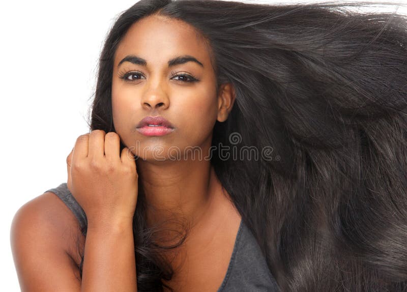 Beautiful young woman with flowing hair