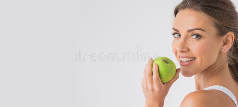 Perfect woman with apple