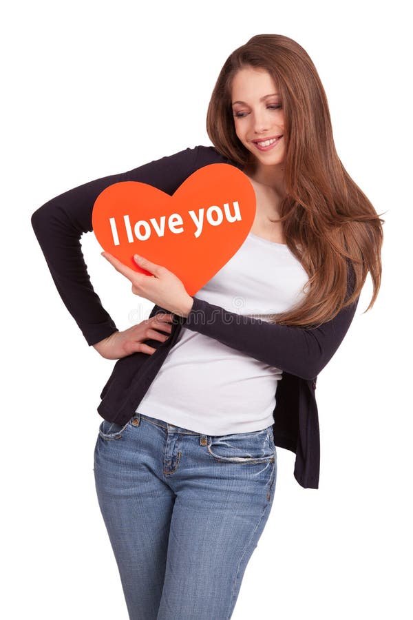 Beautiful Young Woman Holding a Heart Stock Image Image of lovely