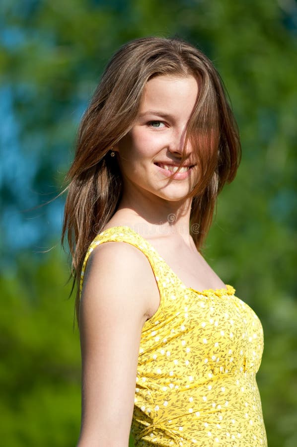 Beautiful Young Woman on Holiday Stock Photo - Image of closeup, dress ...