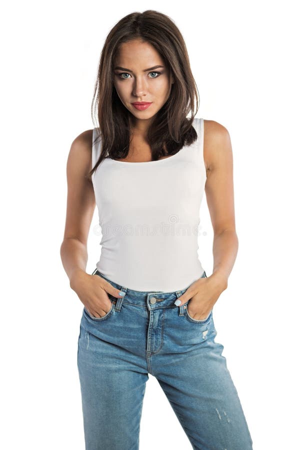 Beautiful young woman in jeans