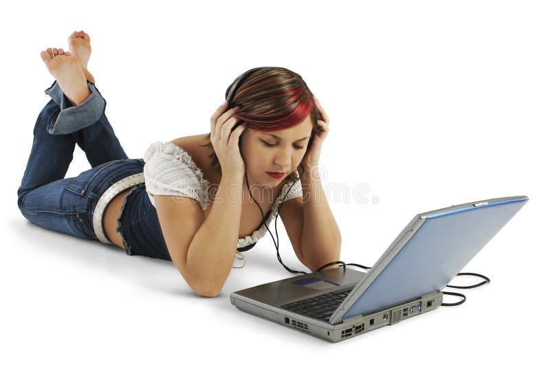 Beautiful Young Woman Listening To Headphones