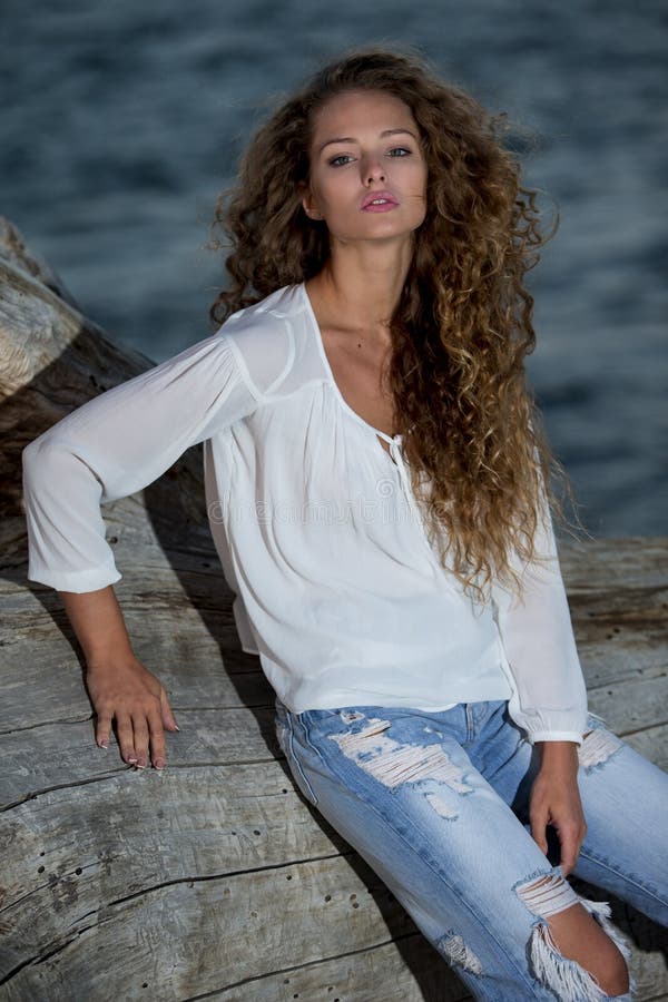 Woman With Long Curly Hair Stock Image Image Of Fierce 16963121 