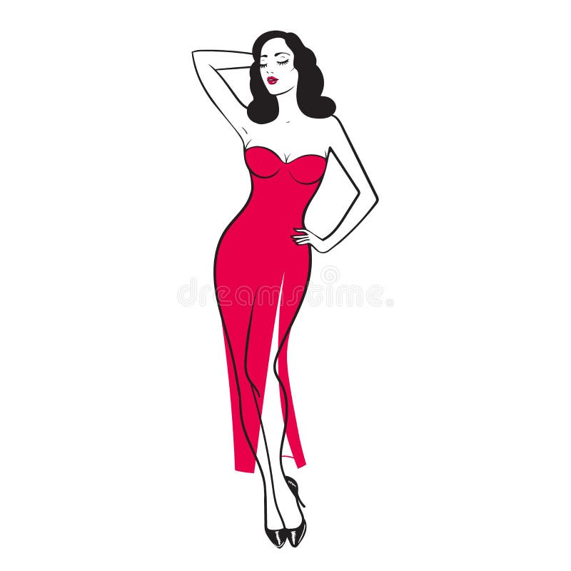 Retro Girl Logo Design Vector Pin Up Stock Illustrations 80 Retro