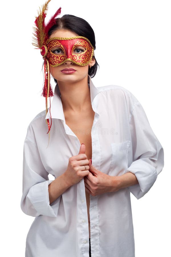 Beautiful young woman in mask