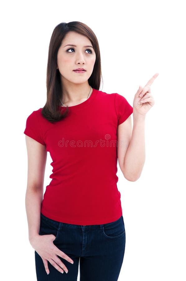 Beautiful Young Woman Pointing Stock Image - Image of asian, pretty ...