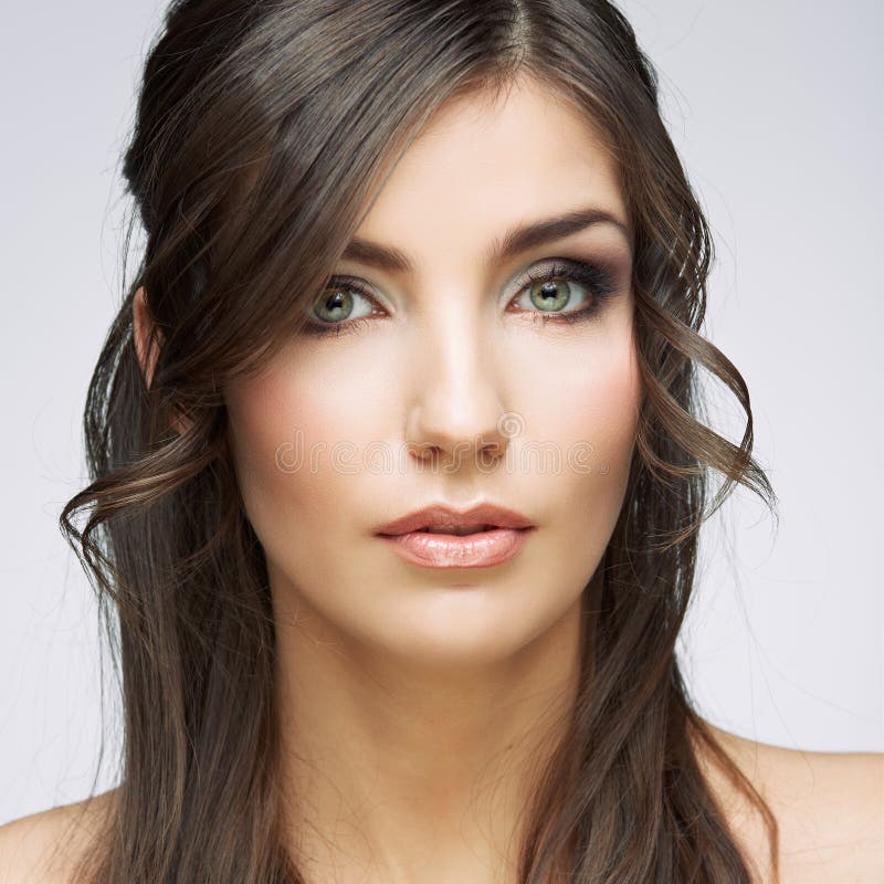 Beautiful Young Brunette Woman. Stock Photo - Image of face, studio ...