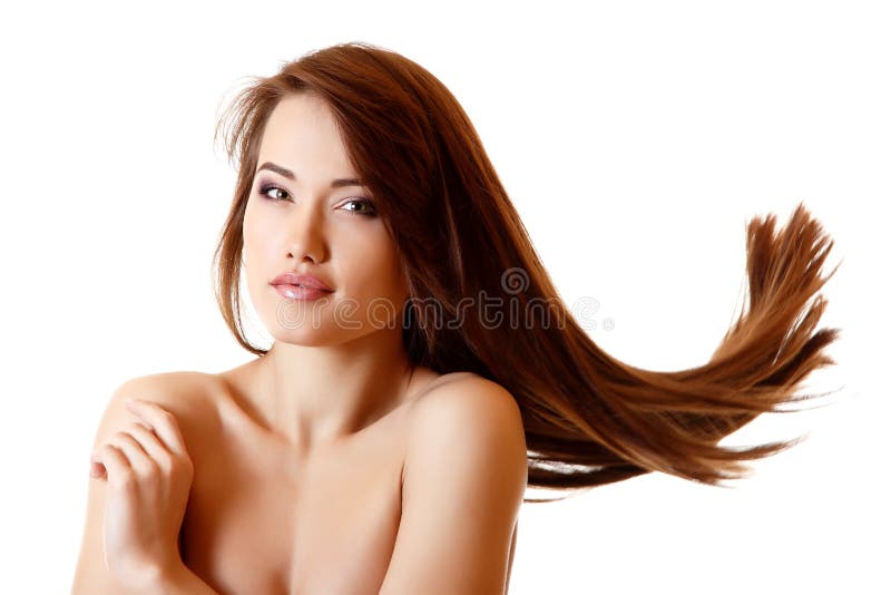 Beautiful young woman portrait with long brown hair royalty free stock image Beautiful young woman portrait with long brown hair royalty free stock image