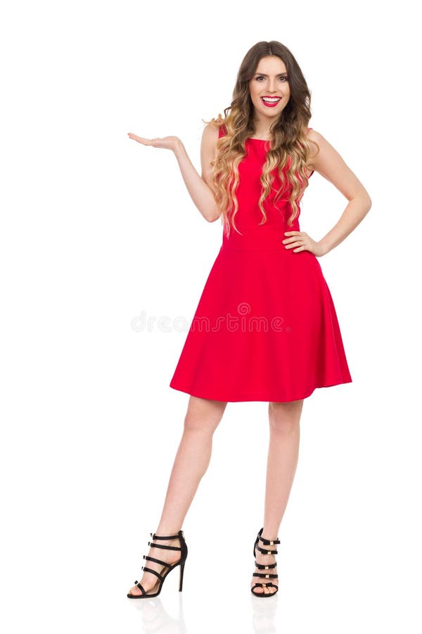 Beautiful Young Woman in Red Mini Dress ...