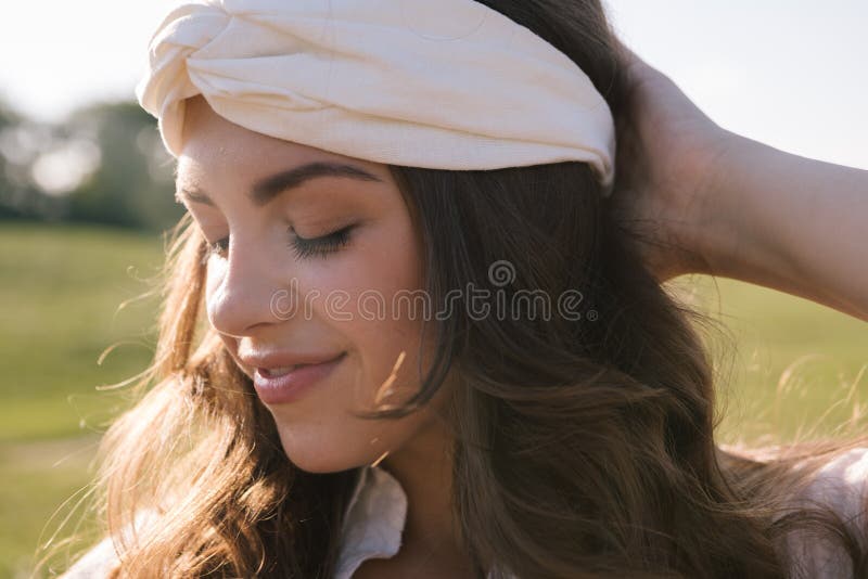 Boho style beautiful woman pretty eyes