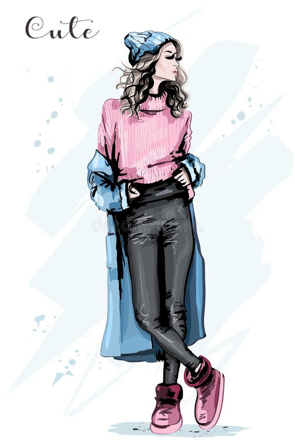 Vector Set Of Girls In Various Poses For Fashion Design Royalty Free SVG, Cliparts, Vectors, and Stock Illustration. Image 68493727.