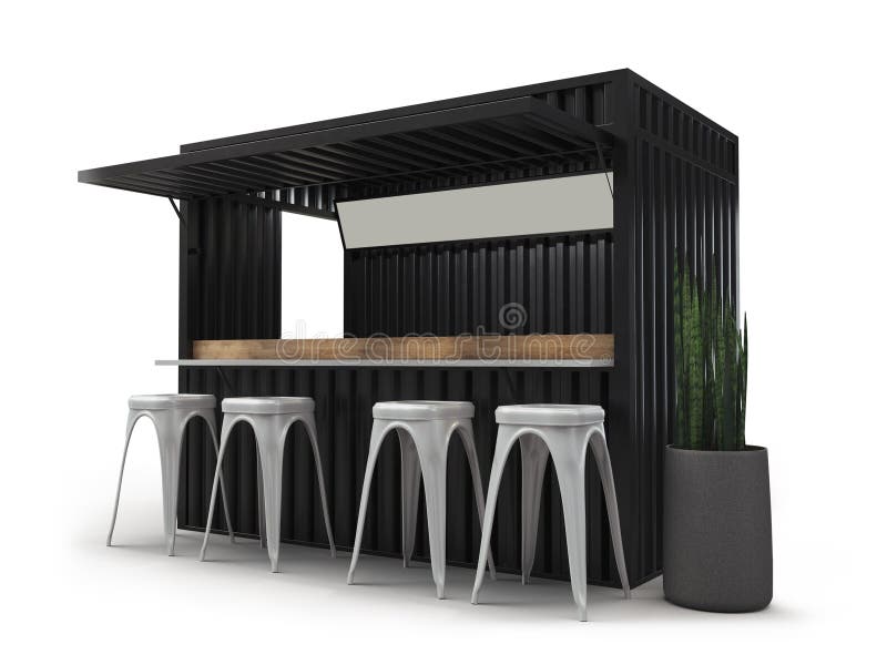 Download Beautifully Converted Shipping Container In The Into Modern Cafe Bar Restaurant 3d Rendering Mockup Stock Illustration Illustration Of Coffee Cafe 183786400