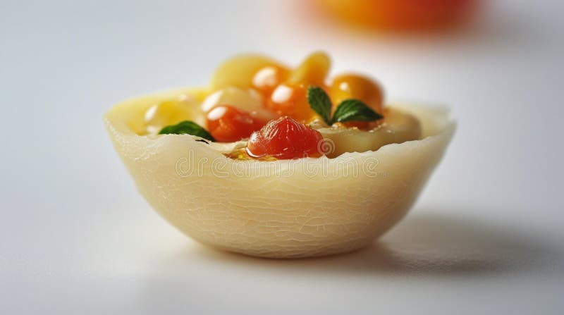 Beautifully crafted salad served in a natural cabbage cup presentation vector illustration