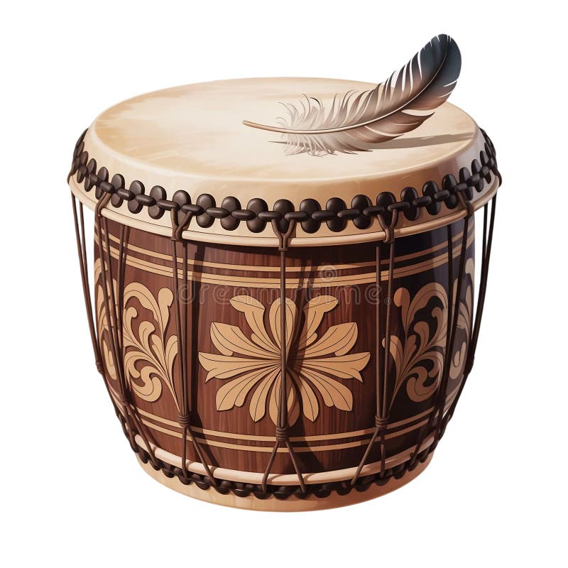 A beautifully crafted wooden drum royalty free illustration