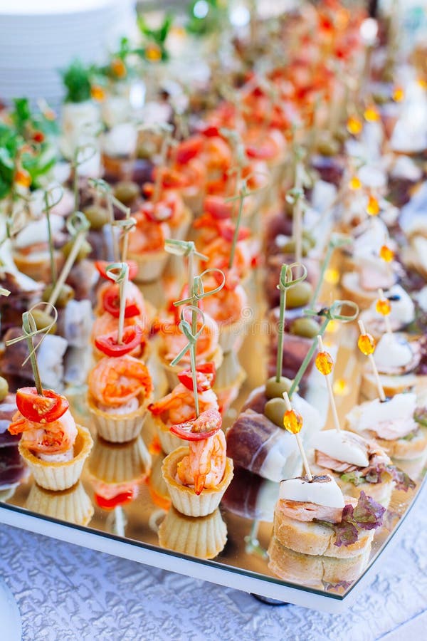 Beautifully Decorated Catering Banquet with Different Food Snack Stock ...