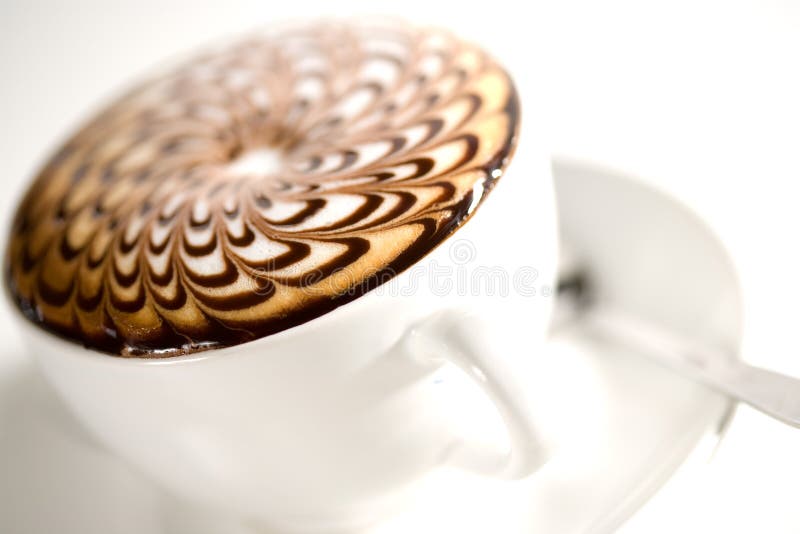 Beautifully Decorated Cup of Hot Coffee Stock Image Image of spoon