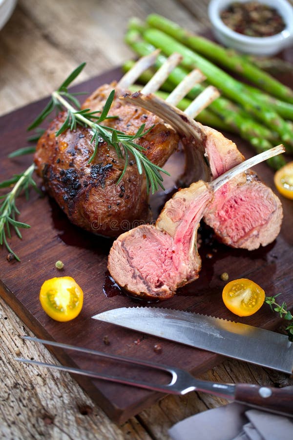 Beautifully Grilled Lamb Rib Chop Steaks, Medium Rare . Stock Image Image of meat, grilled