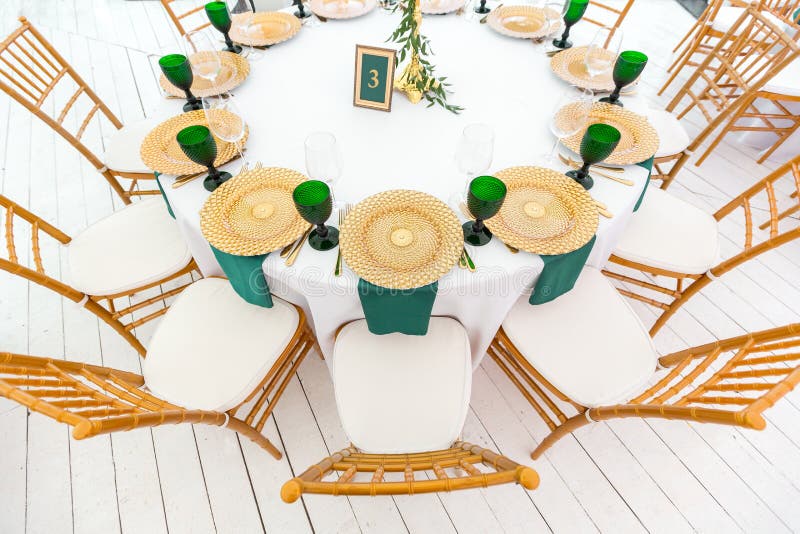 Beautifully organized event - served festive round tables ready for guests royalty free stock photos Beautifully organized event - served festive round tables ready for guests royalty free stock photos