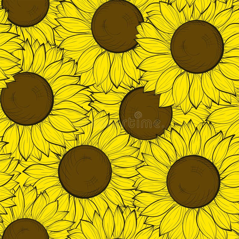 Beautifulseamless background with sunflowers.