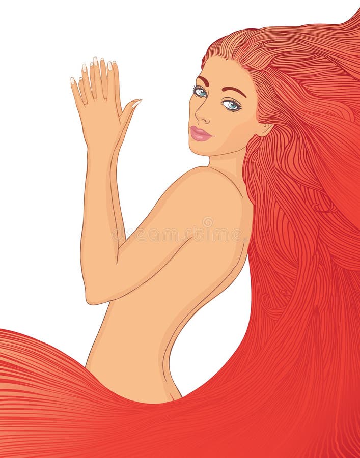 beautifulwoman hår henne spikar long shows stock illustrationer beautifulwoman hår henne spikar long shows stock illustrationer