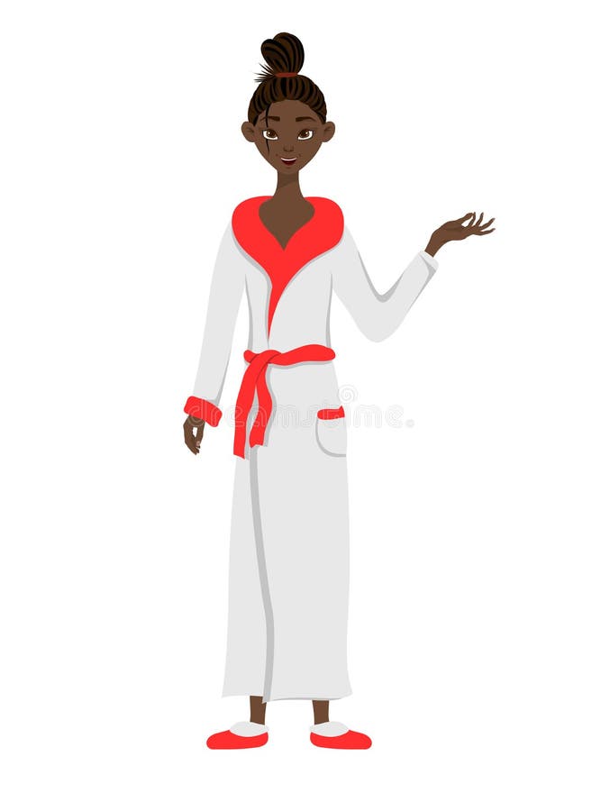 African woman wearing underwear and bathrobe, Stock Photo, Picture