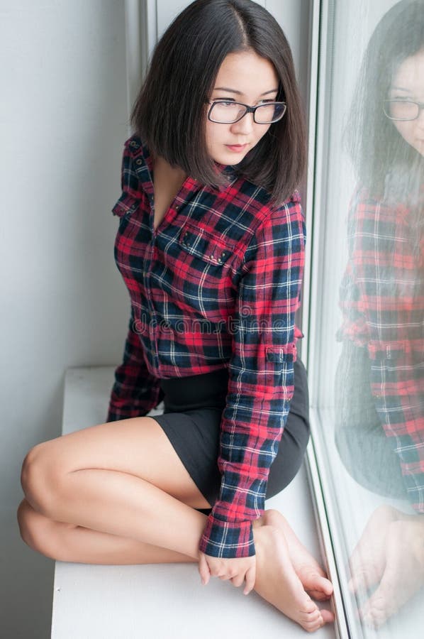 Beauty Asian Girl On Windowsill Stock Image Image Of Foot Beauty 63011313
