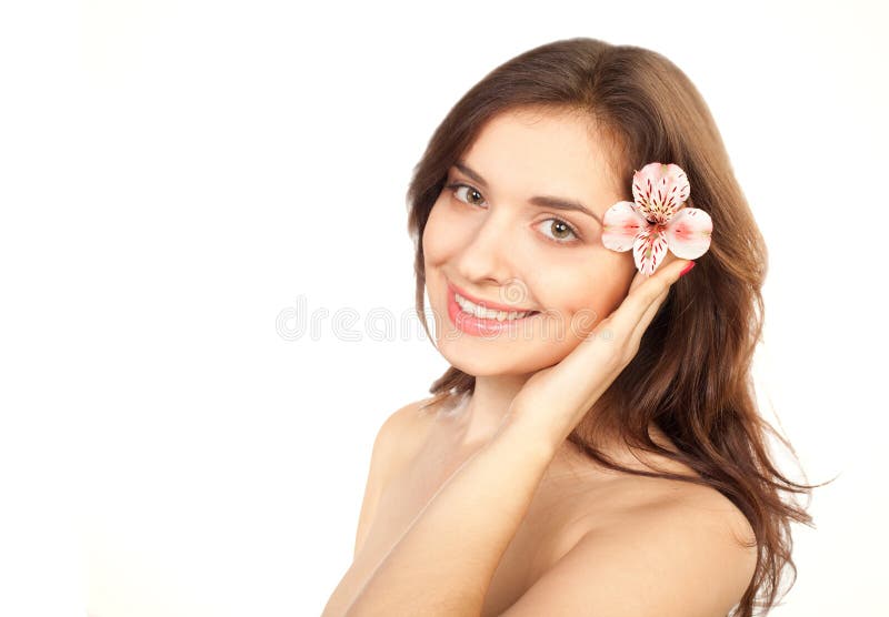 Beauty, beautiful girl with flower royalty free stock image