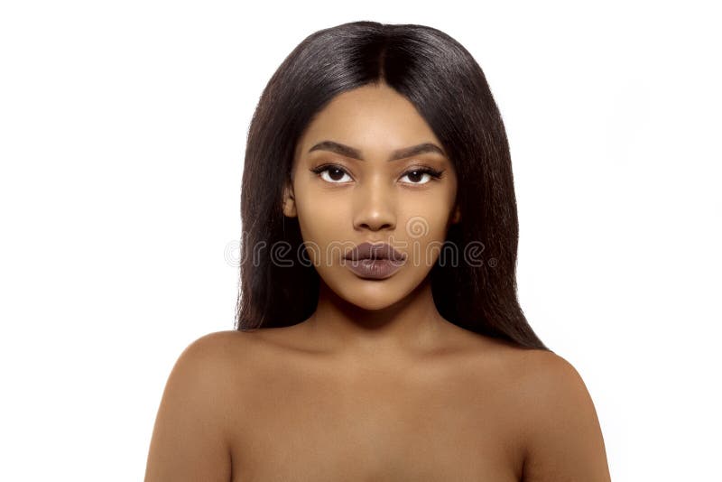 Beauty black skin woman African Ethnic female face. Young african american model with long hair stock photography Beauty black skin woman African Ethnic female face. Young african american model with long hair stock photography