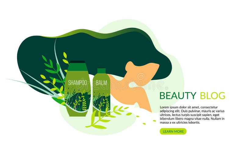 Beauty Blog Girl Silhouette with Long Hair Banner. royalty free illustration