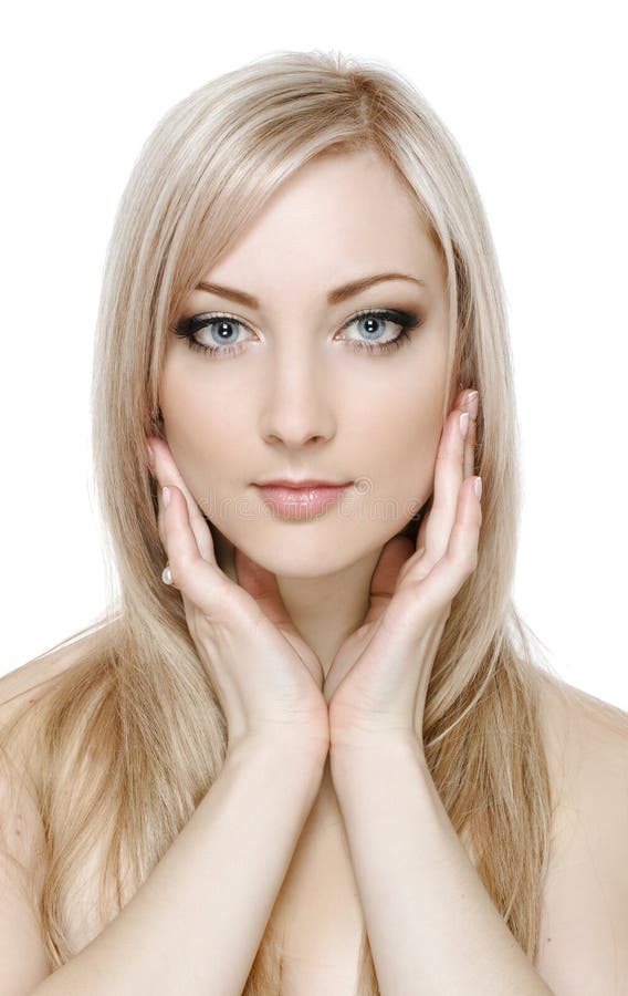 Beauty Blonde in Cold Colours Stock Image - Image of cute, facial: 18689589